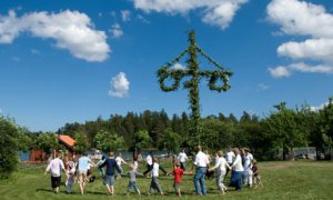 People celebrating midsummer, Sweden.